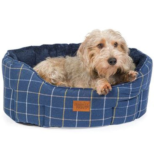HOP Navy Check Tweed Oval Snuggle XL