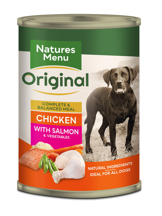 N/Menu Dog Tins Salmon & Chicken 12x400g
